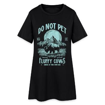 Les bisons vintage ne caressent pas les vaches duveteuses Bizons drôles - Robe T-shirt Femme - noir - Devant
