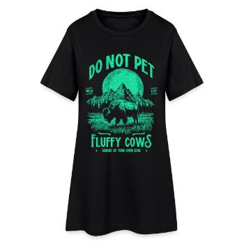 Les bisons vintage ne caressent pas les vaches duveteuses Bizons drôles - Robe T-shirt Femme - noir - Devant