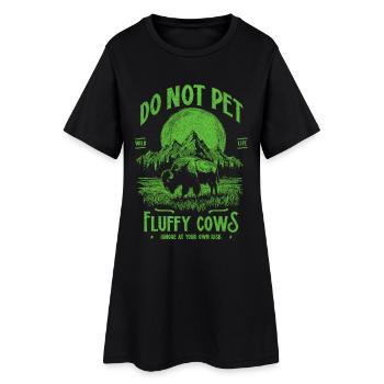 Les bisons vintage ne caressent pas les vaches duveteuses Bizons drôles - Robe T-shirt Femme - noir - Devant
