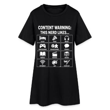 Content Warning – Nerd Culture Hobby Guide - Women’s T-Shirt Dress - black - Front