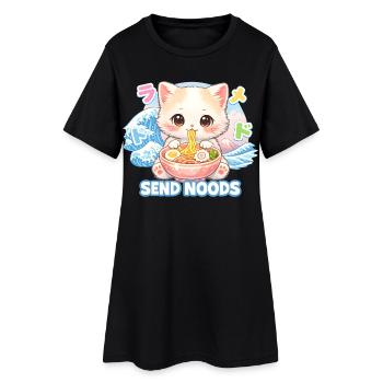 Ramen Katze Kanagawa - Frauen T-Shirt-Kleid - Schwarz - Vorne