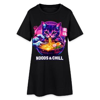 Ramen Nouilles, Amoureux des Chats, Kats Kawaii Rétro - Robe T-shirt Femme - noir - Devant