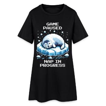 Partie en pause | Sieste de phoque - Robe T-shirt Femme - noir - Devant