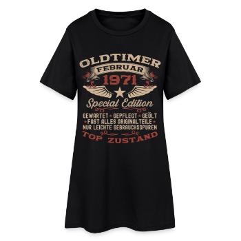 55. Geburtstag Oldtimer Februar Jahrgang 1971 - Frauen T-Shirt-Kleid - Schwarz - Vorne