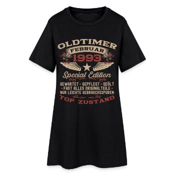 33. Geburtstag Oldtimer Februar Jahrgang 1993  - Frauen T-Shirt-Kleid - Schwarz - Vorne
