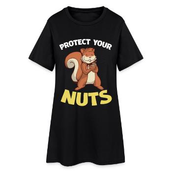 Protégez vos noix – Dessin animé Écureuil - Robe T-shirt Femme - noir - Devant