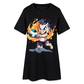 Coup de pied de football du Dragon de Flamme - Robe T-shirt Femme - noir - Devant