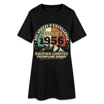 Vintage Janvier 1956 Vintage Cadeau d'anniversaire - Robe T-shirt Femme - noir - Devant