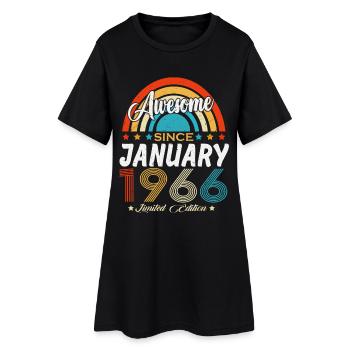 Vintage janvier 1966 Vintage Rétro Anniversaire - Robe T-shirt Femme - noir - Devant