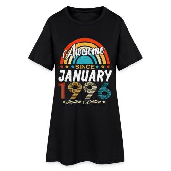 Vintage janvier 1996 Vintage Rétro Anniversaire - Robe T-shirt Femme - noir - Devant