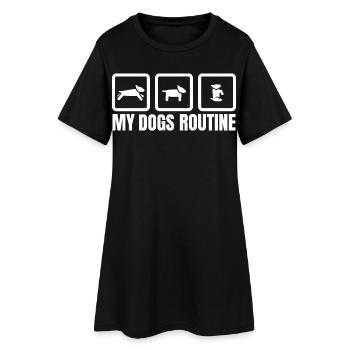 Routine de mes chiens - Robe T-shirt Femme - noir - Devant