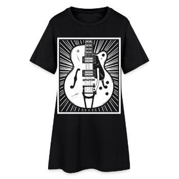 Retro-Gitarren-Silhouette - Frauen T-Shirt-Kleid - Schwarz - Vorne