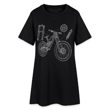 Croquis de géométrie du VTT : Dessin en descente explosée - Robe T-shirt Femme - noir - Devant