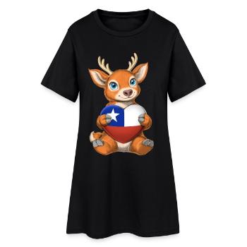 Chilenischer Huemul - Frauen T-Shirt-Kleid - Schwarz - Vorne