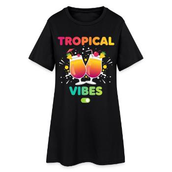 Mode vacances Tropical Vibes - Robe T-shirt Femme - noir - Devant