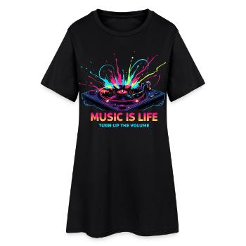 La musique, c’est la vie, rythme de platine - Robe T-shirt Femme - noir - Devant