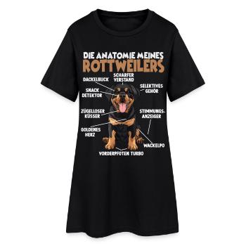 Rottweiler T für Training und Gassi Runden Rotti  - Frauen T-Shirt-Kleid - Schwarz - Vorne