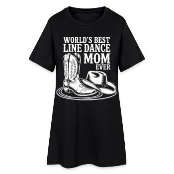 LineDance Mama mit Cowboystiefeln - Frauen T-Shirt-Kleid - Schwarz - Vorne