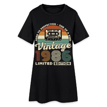 1986 Vintage Rétro Cadeau D'anniversaire - Robe T-shirt Femme - noir - Devant