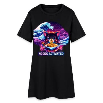Ramen Noodles Cat Lover Retro Kawaii Cats - Women’s T-Shirt Dress - black - Front