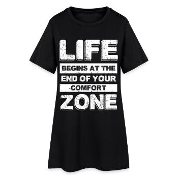 Leben beginnt am Rand der Komfortzone - Frauen T-Shirt-Kleid - Schwarz - Vorne