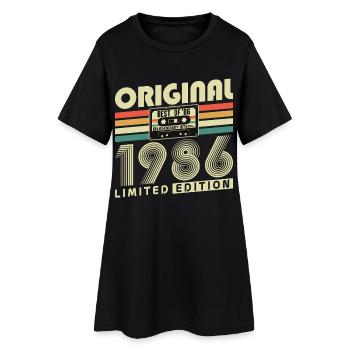 Original 1986 Jahrgang Vintage Geburtstag Retro - Frauen T-Shirt-Kleid - Schwarz - Vorne
