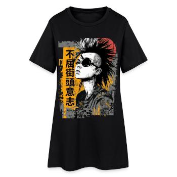 Art de rue Punk Girl Anime - Robe T-shirt Femme - noir - Devant