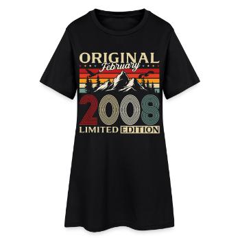 18th Birthday February 2008 Vintage Vintage - Women’s T-Shirt Dress - black - Front