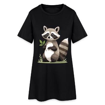Raton laveur à feuilles - Robe T-shirt Femme - noir - Devant