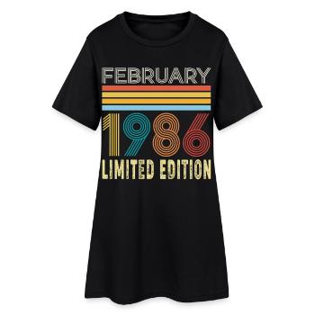 Cadeau d'anniversaire Février 1986 40 ans Vintage - Robe T-shirt Femme - noir - Devant