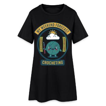 Mes prévisions du week-end : crochet drôle de crochet - Robe T-shirt Femme - noir - Devant