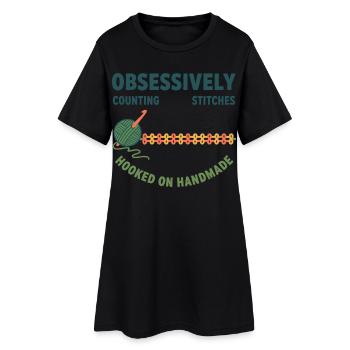 Mailles de comptage au crochet faites main - Robe T-shirt Femme - noir - Devant