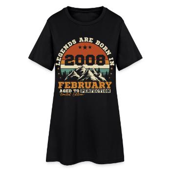 Février 2008 Vintage Retro Cadeau d'anniversaire - Robe T-shirt Femme - noir - Devant