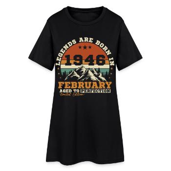 Février 1946 Vintage Retro Cadeau d'anniversaire - Robe T-shirt Femme - noir - Devant