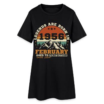 Février 1956 Vintage Retro Cadeau d'anniversaire - Robe T-shirt Femme - noir - Devant
