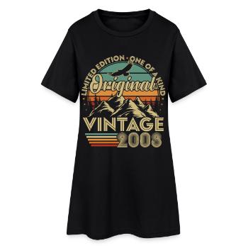 Original 2008 Vintage Jahrgang Geburtstag Retro - Frauen T-Shirt-Kleid - Schwarz - Vorne