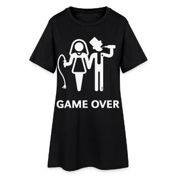 Fin de la partie (enterrement de vie de garçon / Marié / Fouet / Bière / W) - Robe T-shirt Femme - noir - Devant