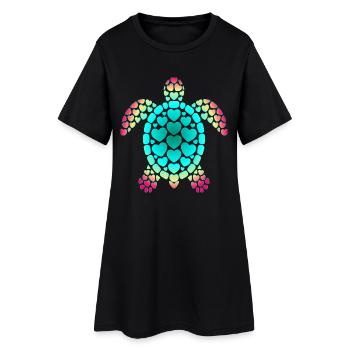 Tortue plongeuse de la Saint-Valentin - Robe T-shirt Femme - noir - Devant