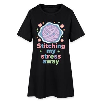 Coudre mon stress pour chasser mon drôle d’amant du crochet - Robe T-shirt Femme - noir - Devant