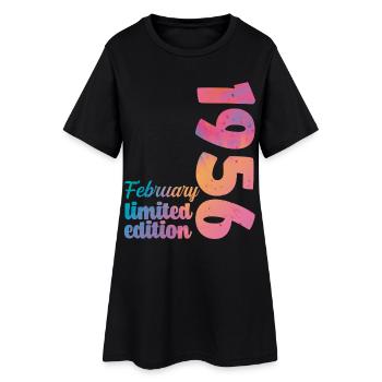 Février 1956 70e Anniversaire 70 ans Vintage Rétro - Robe T-shirt Femme - noir - Devant