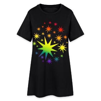 Colorful Stars Rainbow Gradient - Women’s T-Shirt Dress - black - Front