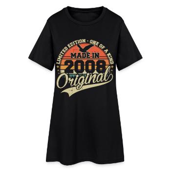 Original 2008 Jahrgang geboren Vintage Geburtstag - Frauen T-Shirt-Kleid - Schwarz - Vorne