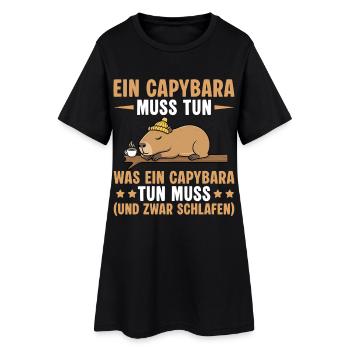 Capybara doit dormir - Drôle de diction de bureau - Robe T-shirt Femme - noir - Devant