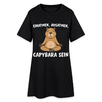 Inhale Exhale Being Capybara - Yoga - Women’s T-Shirt Dress - black - Front