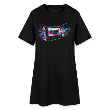 Retro Kassette 80er 90er Musik - Frauen T-Shirt-Kleid - Schwarz - Vorne