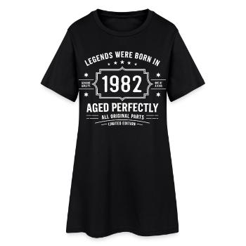 Vintage original 1982 | Cadeau d’anniversaire 1982 - Robe T-shirt Femme - noir - Devant