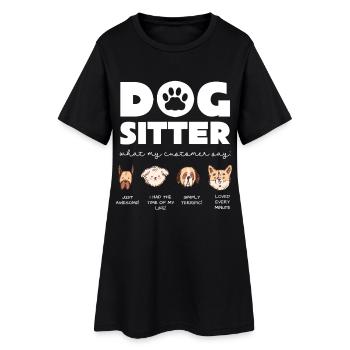 Humour de gardienne de chien : dessin de chiens mignons - Robe T-shirt Femme - noir - Devant
