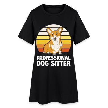 Corgi Professional Dog Sitter Retro - Women’s T-Shirt Dress - black - Front