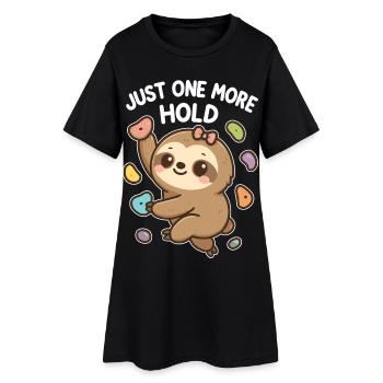 Boulderndes Kawaii Faultier – Just One More Hold - Frauen T-Shirt-Kleid - Schwarz - Vorne