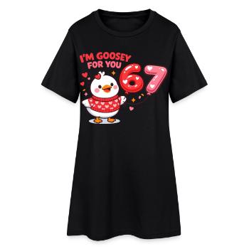 Goose Funny 67 Cadeau de couple de la Saint-Valentin - Robe T-shirt Femme - noir - Devant
